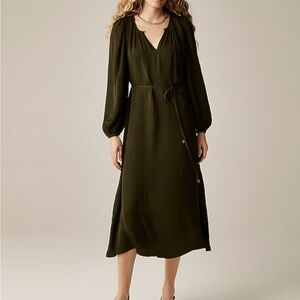 J. Crew Dark Green Long Sleeve Dress